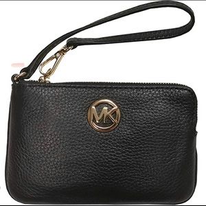 Michael Kors Fulton Wristlet (Black Leather)
